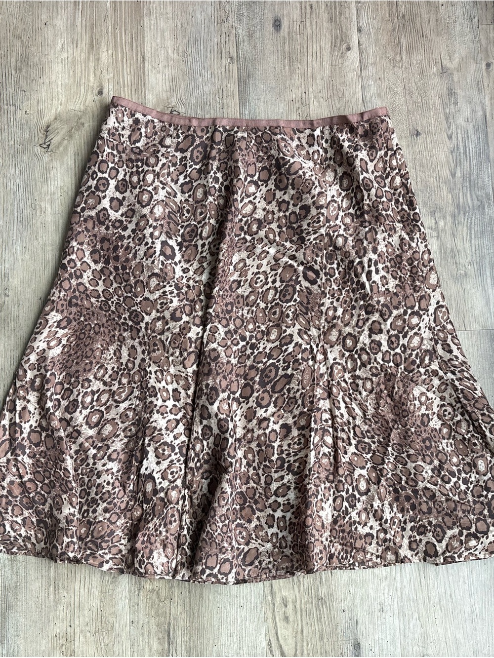 Liz Claiborne Taupe & Cream Animal Print A-Line Skirt